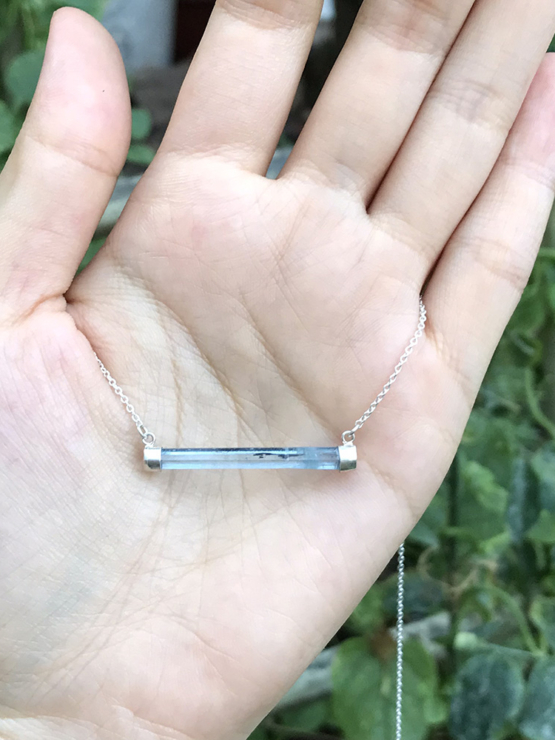 Horizontal aquamarine necklace for girls - aquamarine choker - horizontal crystal choker