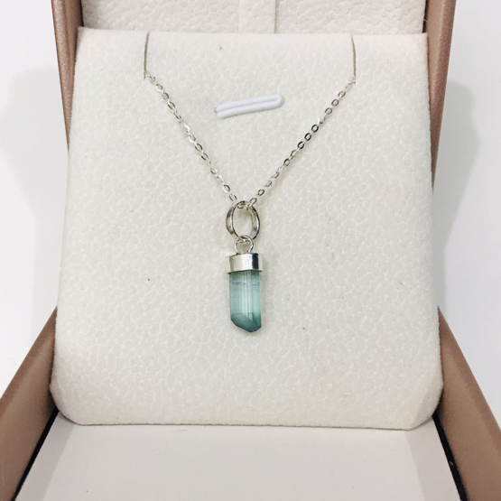 Indicolite tourmaline pendant- Raw tourmaline pendant-Paraiba tourmaline pendant necklace-Indicolite tourmaline crystal pendant