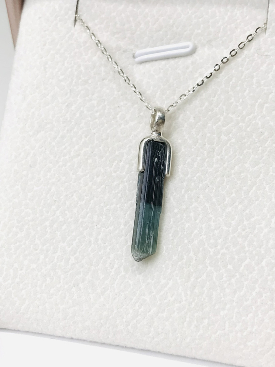 Indicolite tourmaline pendant- Raw tourmaline pendant-Paraiba to