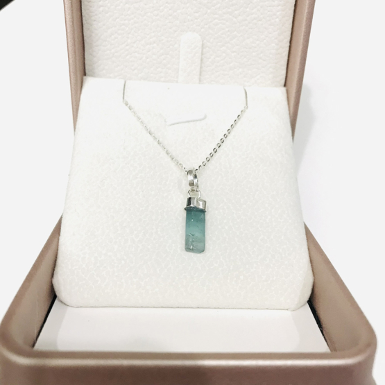 Indicolite tourmaline pendant- Raw tourmaline pendant-Paraiba tourmaline pendant necklace-Indicolite tourmaline crystal pendant