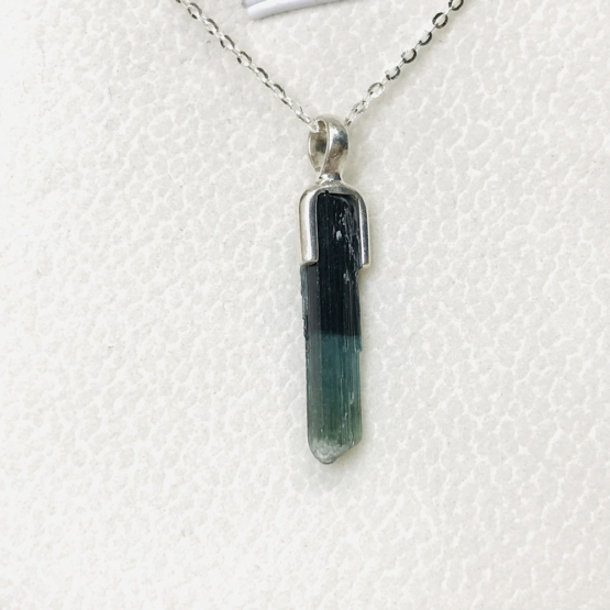 Indicolite tourmaline pendant- Raw tourmaline pendant-Paraiba to