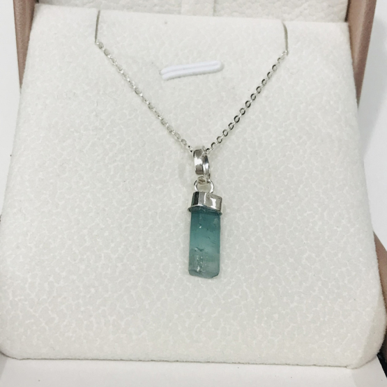 Indicolite tourmaline pendant- Raw tourmaline pendant-Paraiba tourmaline pendant necklace-Indicolite tourmaline crystal pendant