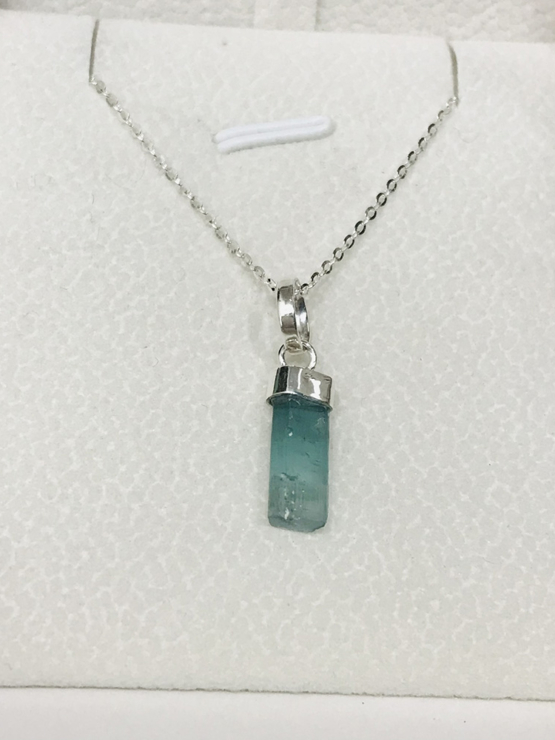 Indicolite tourmaline pendant- Raw tourmaline pendant-Paraiba tourmaline pendant necklace-Indicolite tourmaline crystal pendant