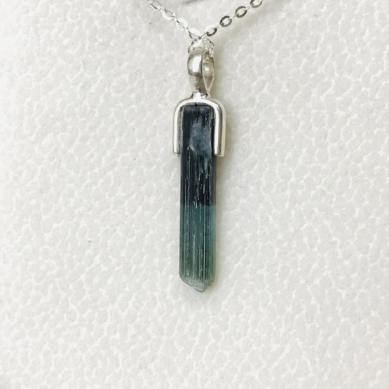 Indicolite tourmaline pendant- Raw tourmaline pendant-Paraiba to