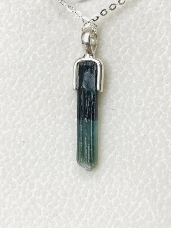 Indicolite tourmaline pendant- Raw tourmaline pendant-Paraiba to