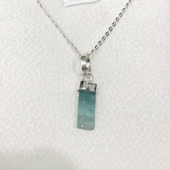 Indicolite tourmaline pendant- Raw tourmaline pendant-Paraiba tourmaline pendant necklace-Indicolite tourmaline crystal pendant