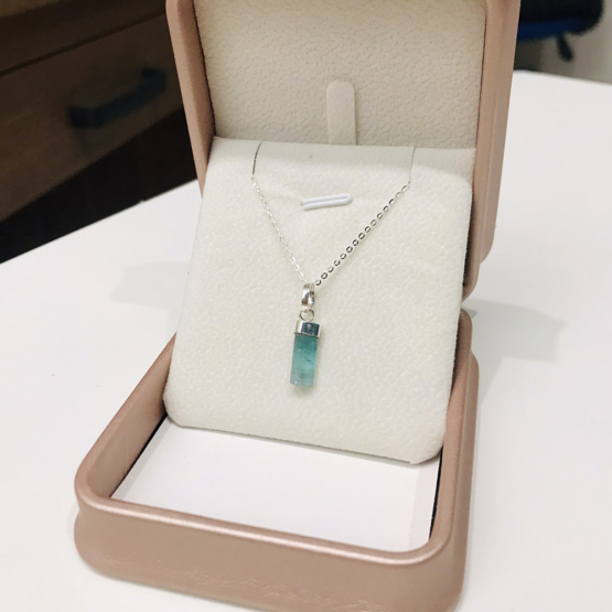 Indicolite tourmaline pendant- Raw tourmaline pendant-Paraiba tourmaline pendant necklace-Indicolite tourmaline crystal pendant