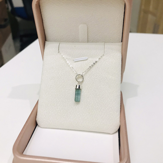 Indicolite tourmaline pendant- Raw tourmaline pendant-Paraiba tourmaline pendant necklace-Indicolite tourmaline crystal pendant