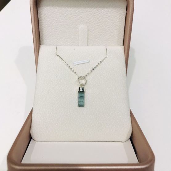 Indicolite tourmaline pendant- Raw tourmaline pendant-Paraiba tourmaline pendant necklace-Indicolite tourmaline crystal pendant