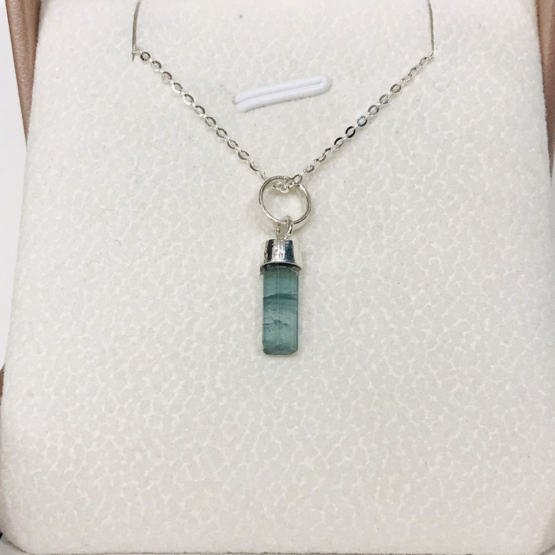 Indicolite tourmaline pendant- Raw tourmaline pendant-Paraiba tourmaline pendant necklace-Indicolite tourmaline crystal pendant