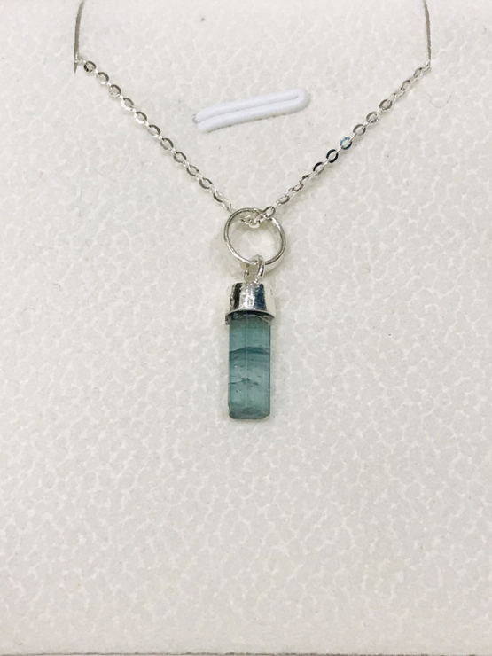 Indicolite tourmaline pendant- Raw tourmaline pendant-Paraiba tourmaline pendant necklace-Indicolite tourmaline crystal pendant