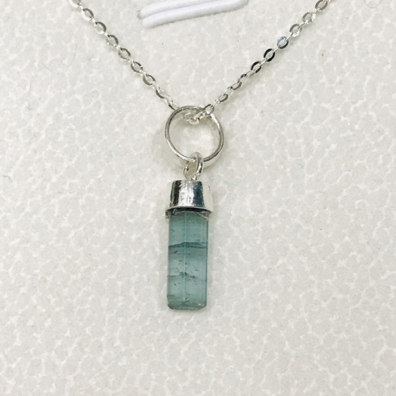 Indicolite tourmaline pendant- Raw tourmaline pendant-Paraiba tourmaline pendant necklace-Indicolite tourmaline crystal pendant