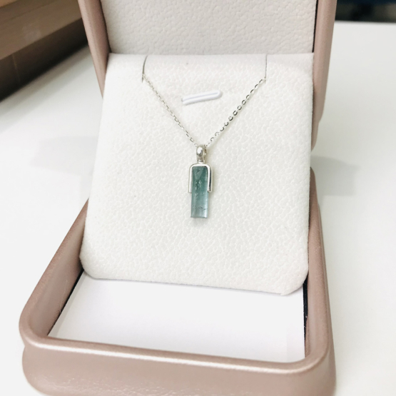 Indicolite tourmaline pendant- Raw tourmaline pendant-Paraiba tourmaline pendant necklace-Indicolite tourmaline crystal pendant