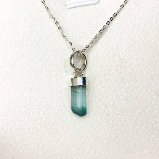 Indicolite tourmaline pendant- Raw tourmaline pendant-Paraiba tourmaline pendant necklace-Indicolite tourmaline crystal pendant