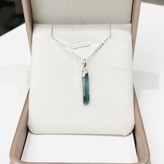 Indicolite tourmaline pendant- Raw tourmaline pendant-Paraiba tourmaline pendant necklace-Indicolite tourmaline crystal pendant