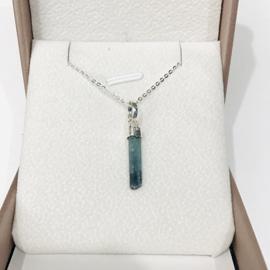 Indicolite tourmaline pendant- Raw tourmaline pendant-Paraiba tourmaline pendant necklace-Indicolite tourmaline crystal pendant