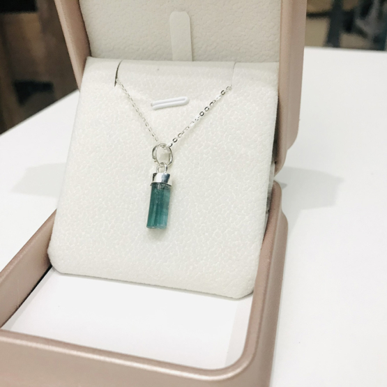 Indicolite tourmaline pendant- Raw tourmaline pendant-Paraiba tourmaline pendant necklace-Indicolite tourmaline crystal pendant
