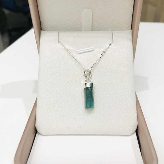 Indicolite tourmaline pendant- Raw tourmaline pendant-Paraiba tourmaline pendant necklace-Indicolite tourmaline crystal pendant
