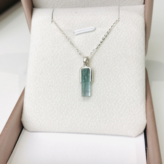 Indicolite tourmaline pendant- Raw tourmaline pendant-Paraiba tourmaline pendant necklace-Indicolite tourmaline crystal pendant