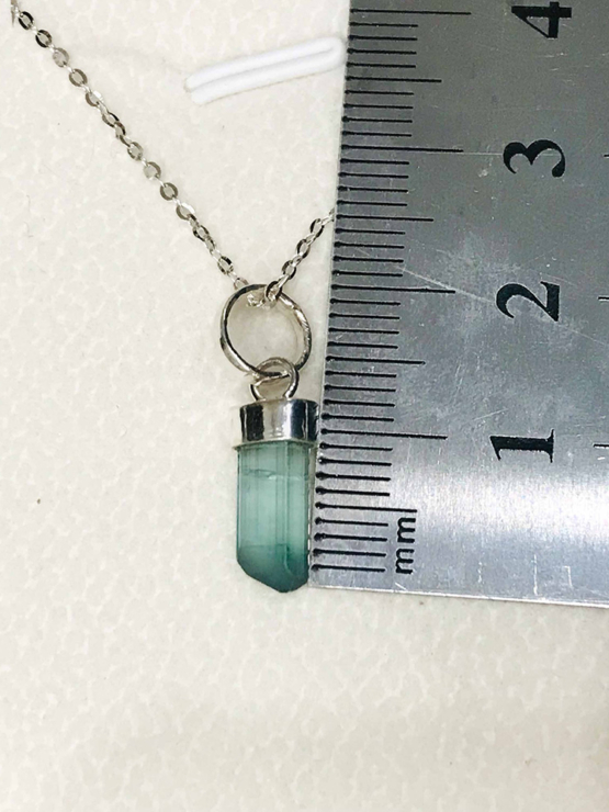 Indicolite tourmaline pendant- Raw tourmaline pendant-Paraiba tourmaline pendant necklace-Indicolite tourmaline crystal pendant