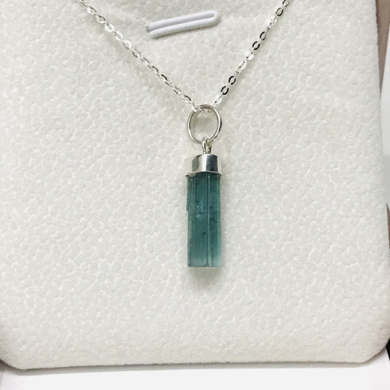 Indicolite tourmaline pendant- Raw tourmaline pendant-Paraiba tourmaline pendant necklace-Indicolite tourmaline crystal pendant