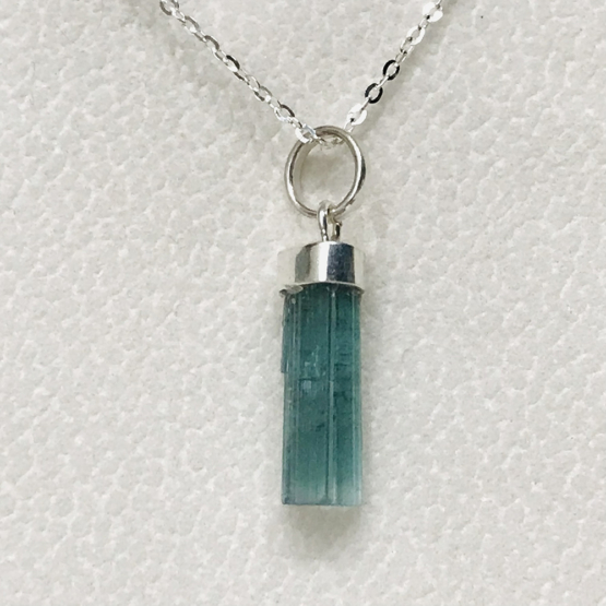 Indicolite tourmaline pendant- Raw tourmaline pendant-Paraiba tourmaline pendant necklace-Indicolite tourmaline crystal pendant