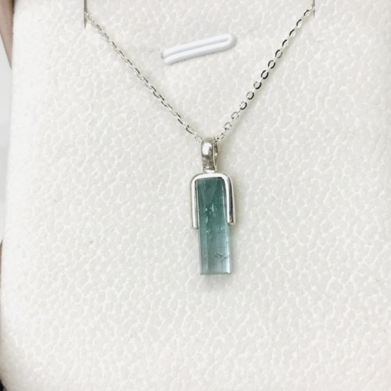 Indicolite tourmaline pendant- Raw tourmaline pendant-Paraiba tourmaline pendant necklace-Indicolite tourmaline crystal pendant