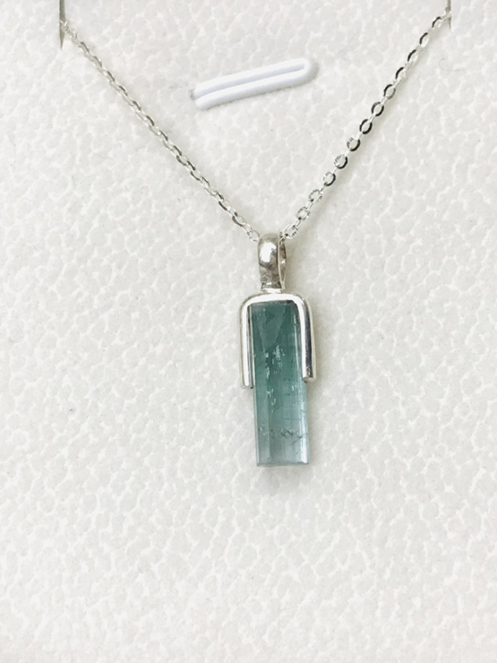 Indicolite tourmaline pendant- Raw tourmaline pendant-Paraiba tourmaline pendant necklace-Indicolite tourmaline crystal pendant