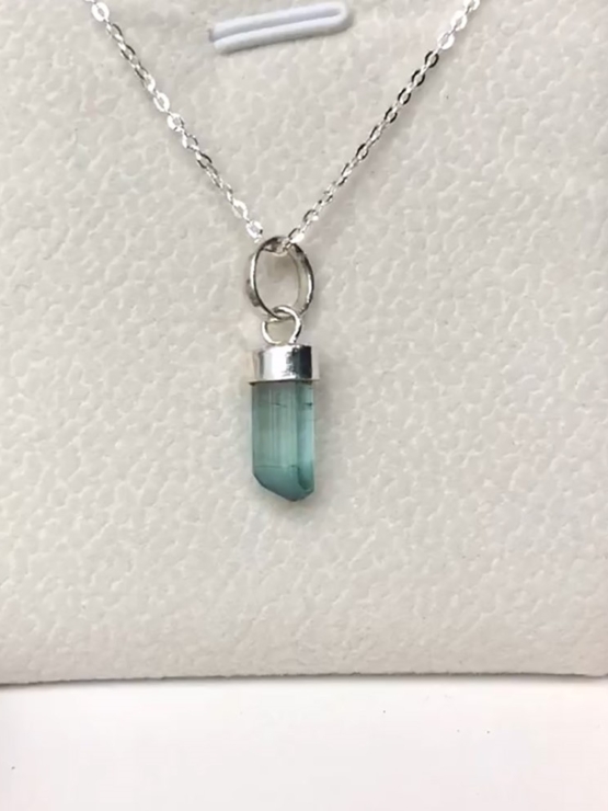 Indicolite tourmaline pendant- Raw tourmaline pendant-Paraiba tourmaline pendant necklace-Indicolite tourmaline crystal pendant