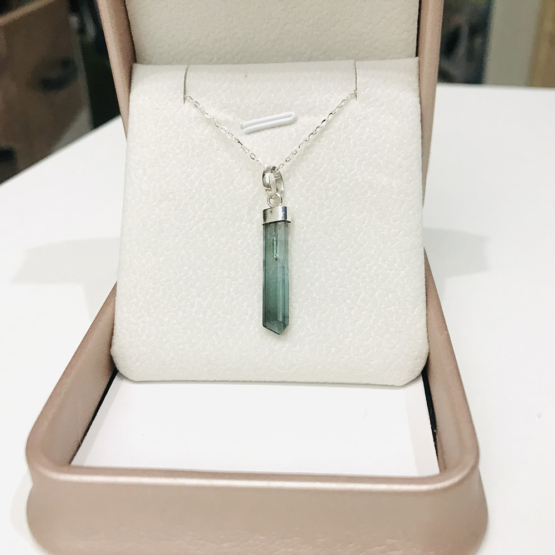 Indicolite tourmaline pendant- Raw tourmaline pendant-Paraiba tourmaline pendant necklace-Indicolite tourmaline crystal pendant