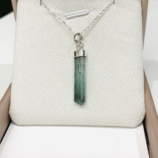 Indicolite tourmaline pendant- Raw tourmaline pendant-Paraiba tourmaline pendant necklace-Indicolite tourmaline crystal pendant