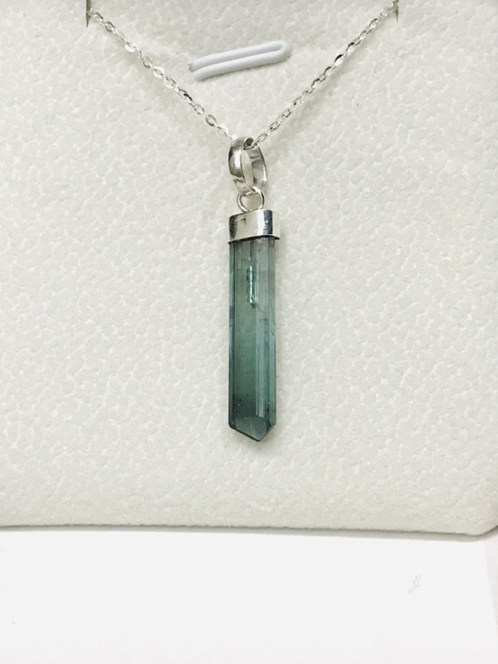 Indicolite tourmaline pendant- Raw tourmaline pendant-Paraiba tourmaline pendant necklace-Indicolite tourmaline crystal pendant