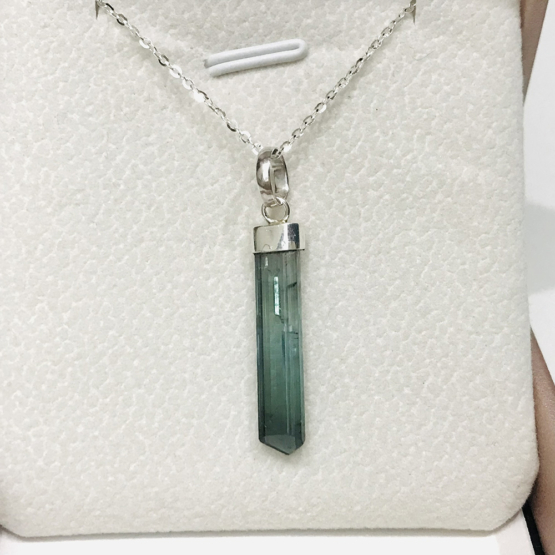 Indicolite tourmaline pendant- Raw tourmaline pendant-Paraiba tourmaline pendant necklace-Indicolite tourmaline crystal pendant