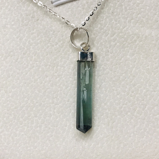 Indicolite tourmaline pendant- Raw tourmaline pendant-Paraiba tourmaline pendant necklace-Indicolite tourmaline crystal pendant