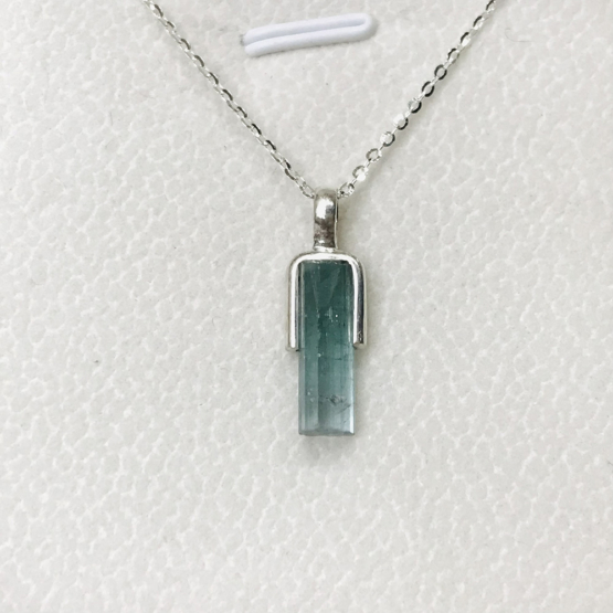 Indicolite tourmaline pendant- Raw tourmaline pendant-Paraiba tourmaline pendant necklace-Indicolite tourmaline crystal pendant