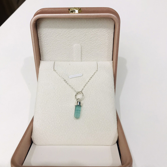 Indicolite tourmaline pendant- Raw tourmaline pendant-Paraiba tourmaline pendant necklace-Indicolite tourmaline crystal pendant
