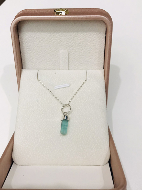Indicolite tourmaline pendant- Raw tourmaline pendant-Paraiba tourmaline pendant necklace-Indicolite tourmaline crystal pendant