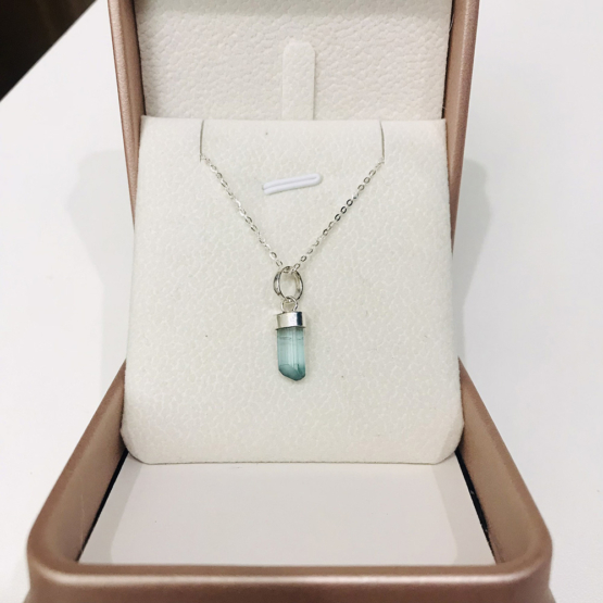 Indicolite tourmaline pendant- Raw tourmaline pendant-Paraiba tourmaline pendant necklace-Indicolite tourmaline crystal pendant