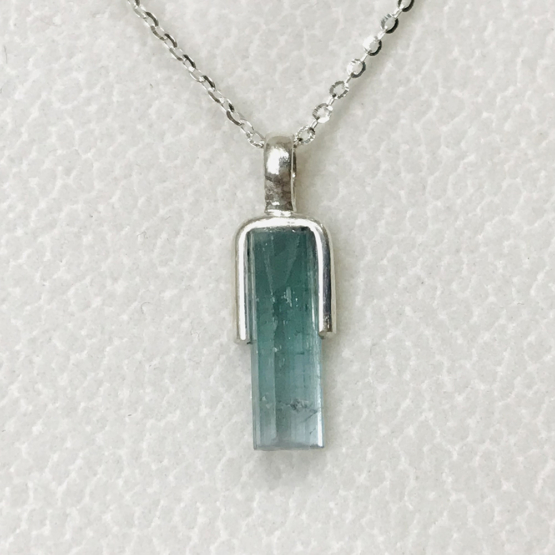 Indicolite tourmaline pendant- Raw tourmaline pendant-Paraiba tourmaline pendant necklace-Indicolite tourmaline crystal pendant