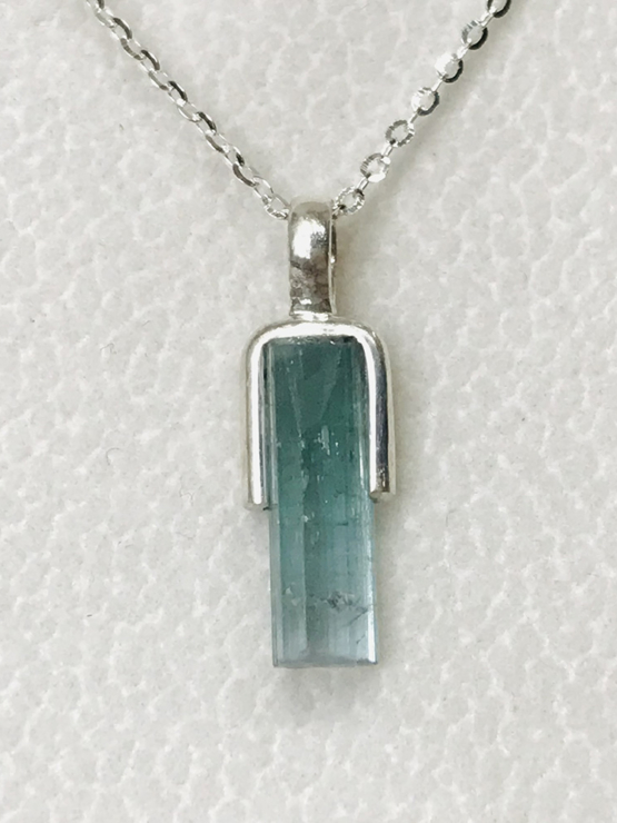 Indicolite tourmaline pendant- Raw tourmaline pendant-Paraiba tourmaline pendant necklace-Indicolite tourmaline crystal pendant