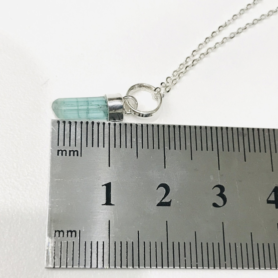 Indicolite tourmaline pendant- Raw tourmaline pendant-Paraiba tourmaline pendant necklace-Indicolite tourmaline crystal pendant