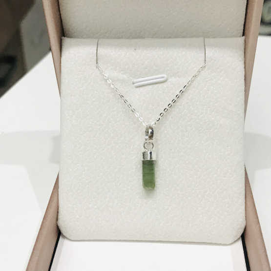 Natural green tourmaline pendant for women- Raw green tourmaline pendant- green tourmaline pendant- tourmaline crystal pendant