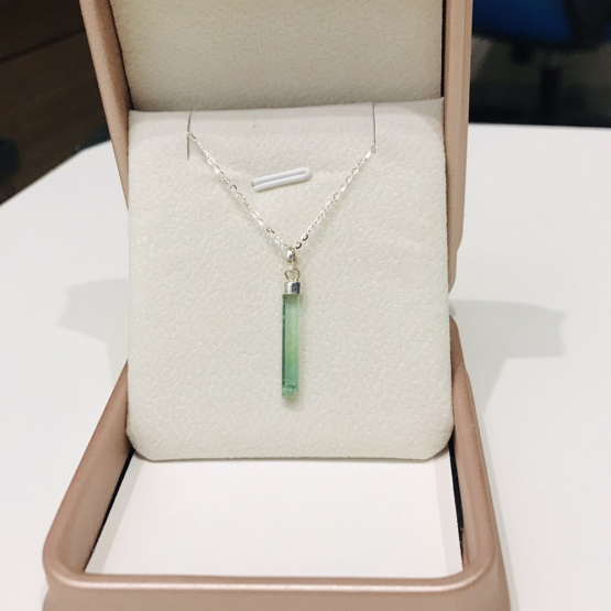 Natural green tourmaline pendant for women- Raw green tourmaline pendant- green tourmaline pendant- tourmaline crystal pendant