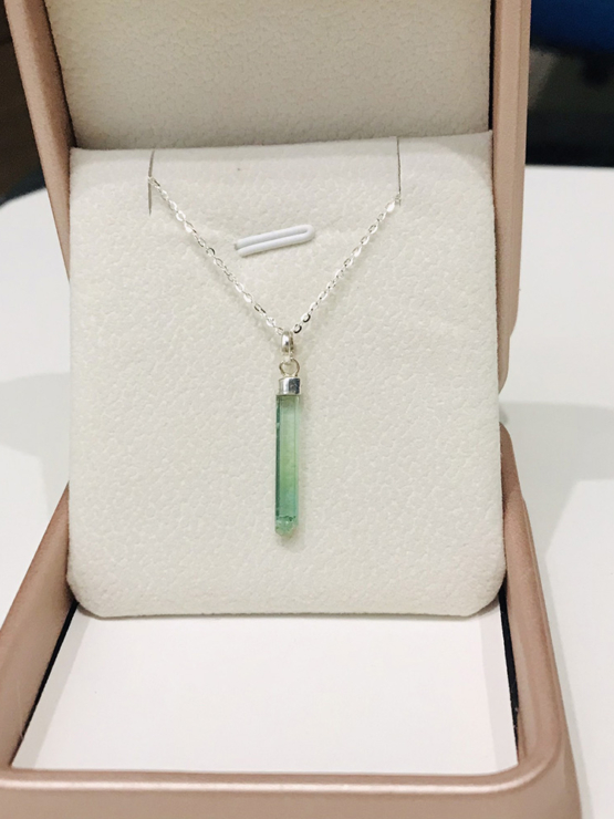 Natural green tourmaline pendant for women- Raw green tourmaline pendant- green tourmaline pendant- tourmaline crystal pendant