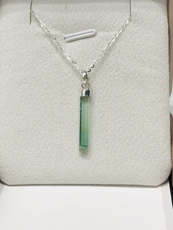 Natural green tourmaline pendant for women- Raw green tourmaline pendant- green tourmaline pendant- tourmaline crystal pendant