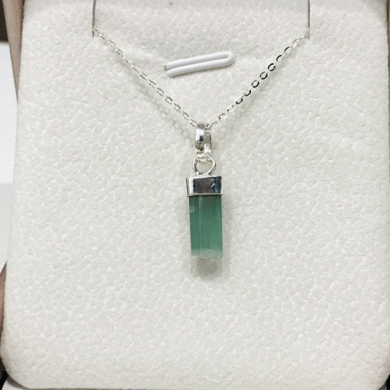 Natural green tourmaline pendant for women- Raw green tourmaline pendant- green tourmaline pendant