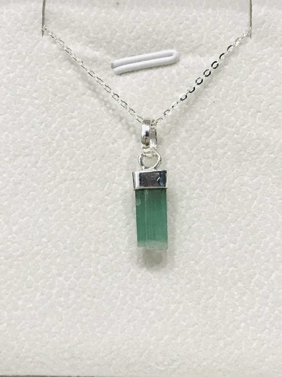 Natural green tourmaline pendant for women- Raw green tourmaline pendant- green tourmaline pendant