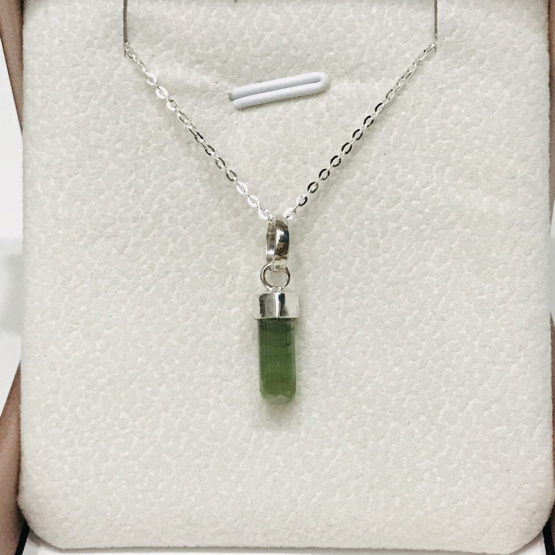 Natural green tourmaline pendant for women- Raw green tourmaline pendant- green tourmaline pendant- tourmaline crystal pendant