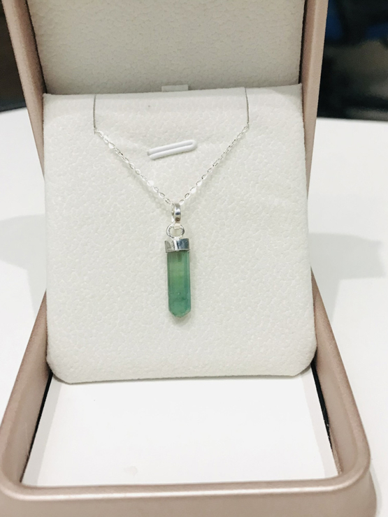 Natural green tourmaline pendant for women- Raw green tourmaline pendant- green tourmaline pendant- tourmaline crystal pendant