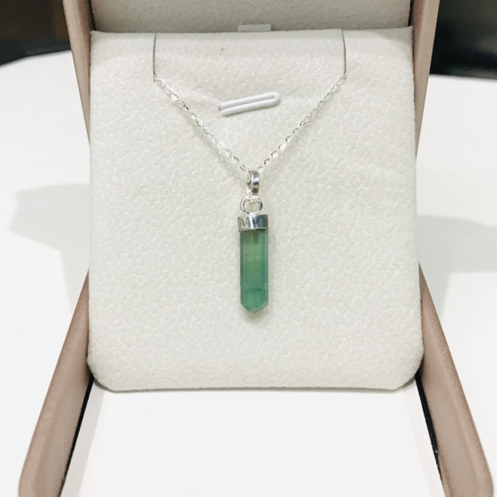 Natural green tourmaline pendant for women- Raw green tourmaline pendant- green tourmaline pendant- tourmaline crystal pendant